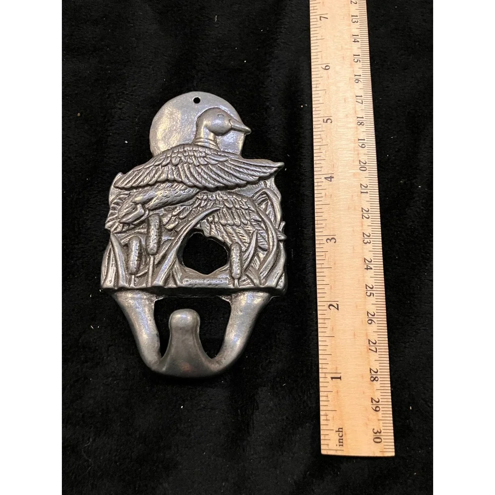 Wall Hook Home Decor Flying Duck Mallard Cattails Metal